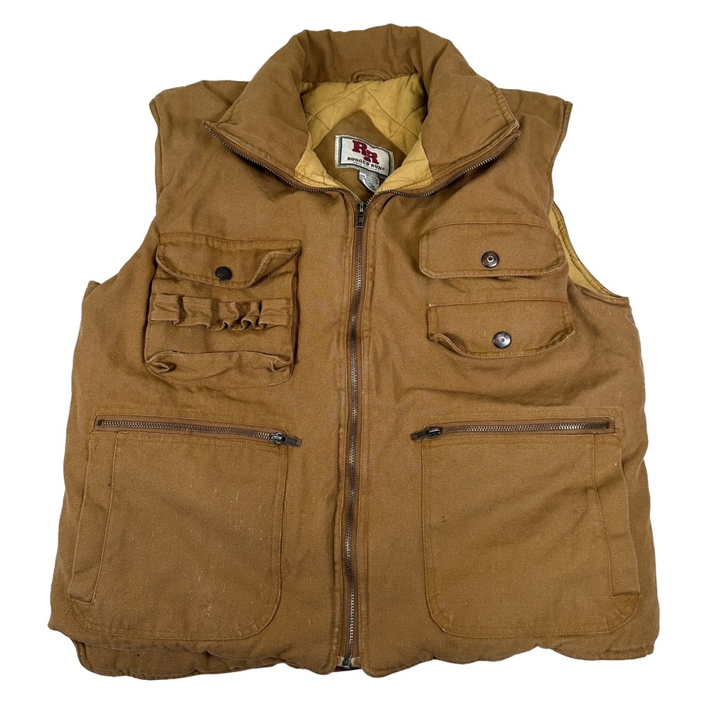 Rugged Run large Men's Brown Quilted hunting Vest insulated winter bird fishing